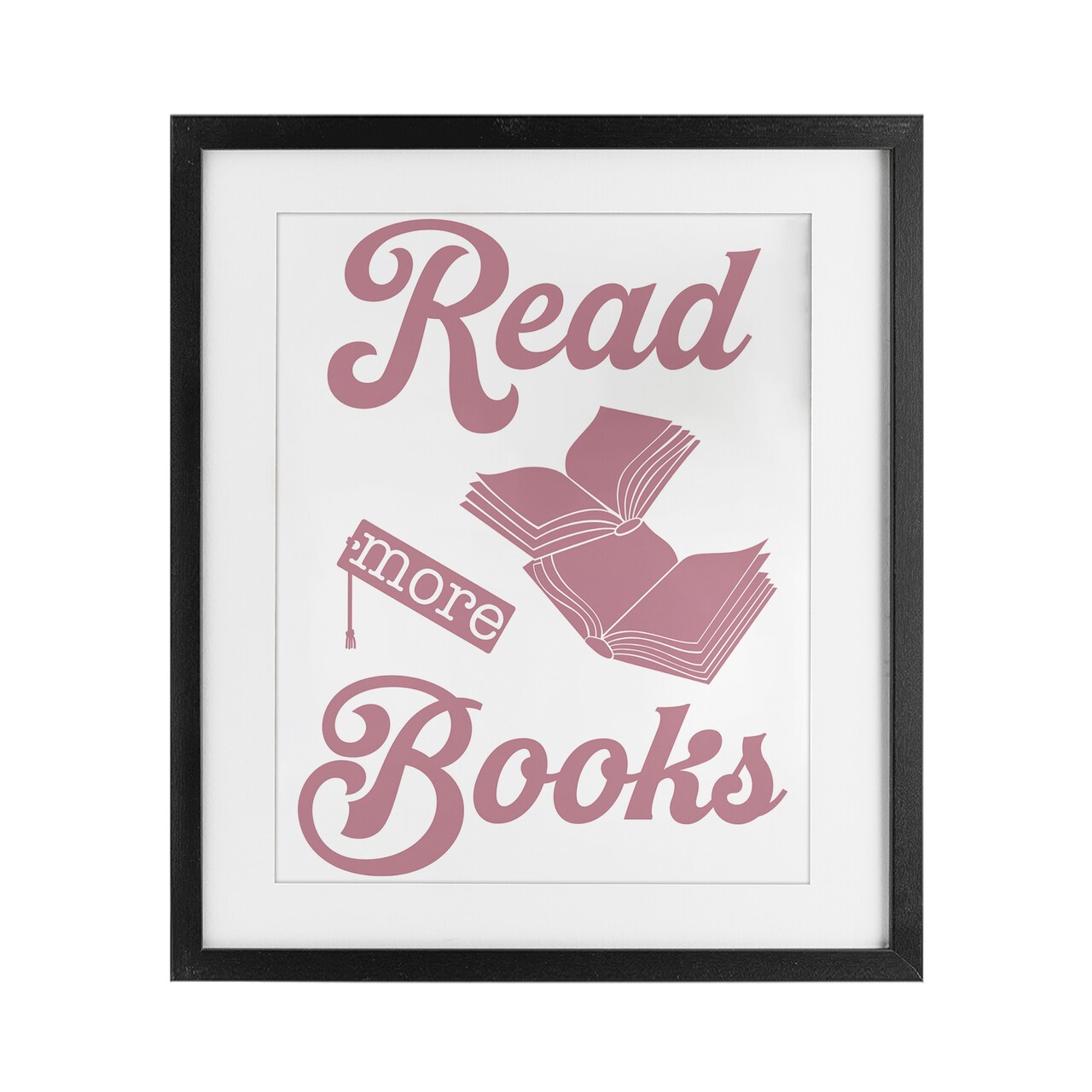 Stupell Industries Read More Books Pink Framed Print Under Glass, design by Marcus Prime